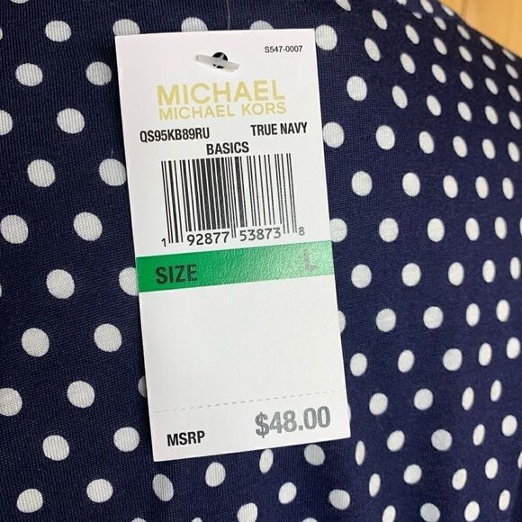 Michael Kors NWT blue/ white polka dot top size L - Picture 6 of 8